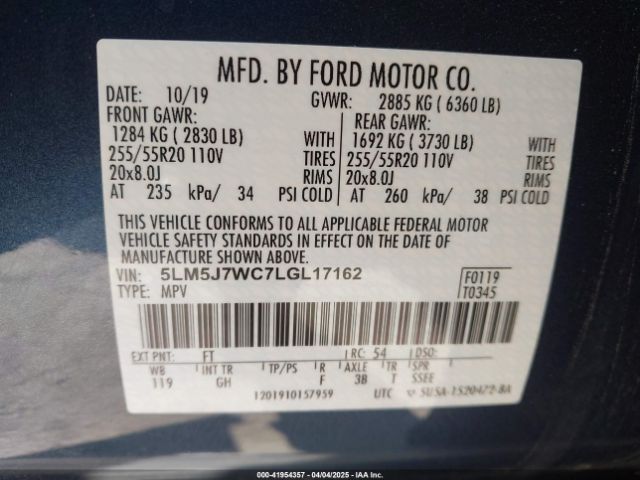 2020 LINCOLN AVIATOR 5LM5J7WC7LGL17162 Photo 8
