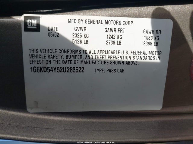 2002 CADILLAC DEVILLE 1G6KD54Y52U283522 Photo 8