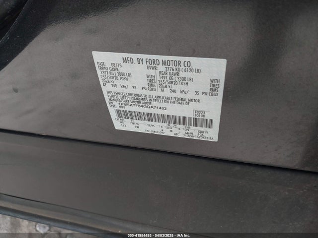 1FM5K7F84GGA71432 Ford Explorer Limited