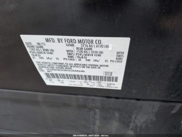 1FM5K8DH8GGA68249 Ford EXPLORER XLT