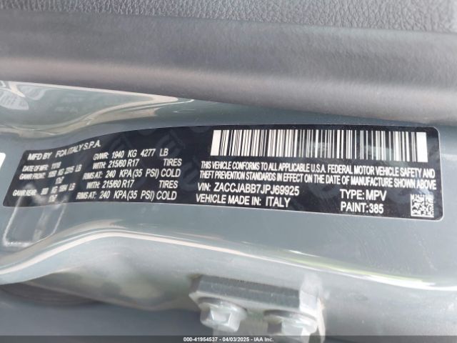 ZACCJABB7JPJ69925 Jeep Renegade Latitude Fwd