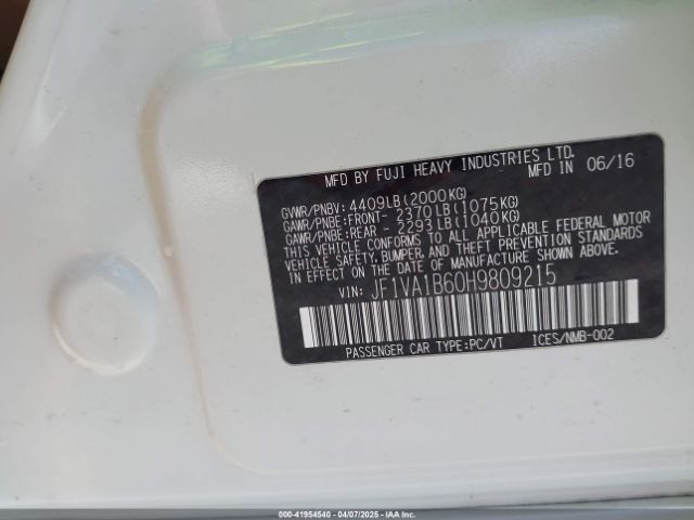 JF1VA1B60H9809215 Subaru WRX