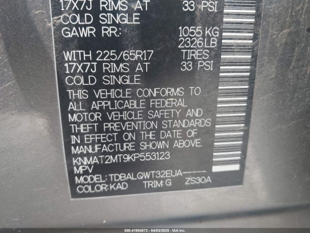KNMAT2MT9KP553123 Nissan ROGUE SV
