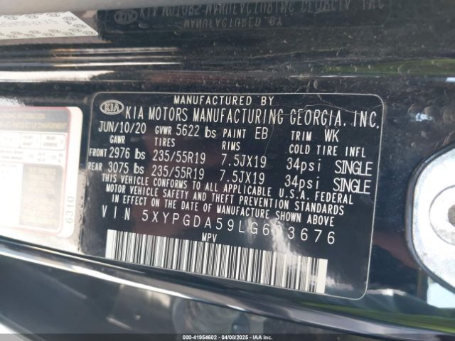 5XYPGDA59LG693676 KIA Sorento 3.3l S