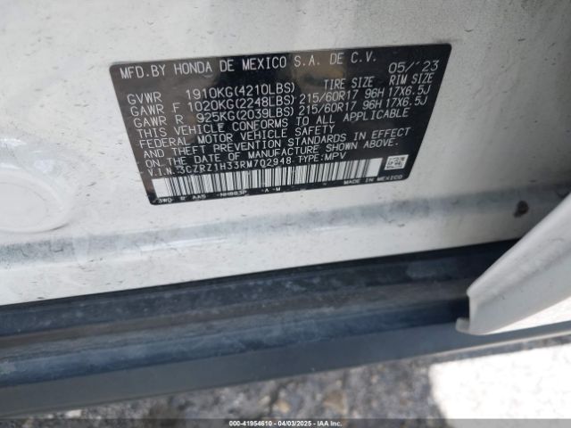 3CZRZ1H33RM702948 Honda Hr-v 2wd Lx