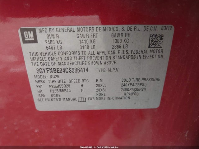 2012 CADILLAC SRX 3GYFNBE34CS586414 Photo 8