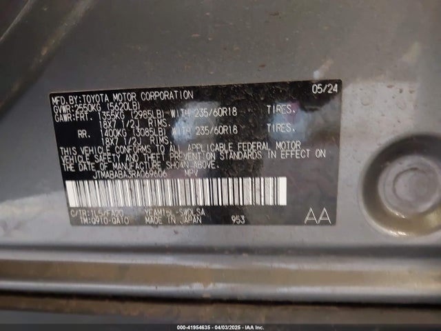 Subaru 1ym motor 2024 JTMABABA3RA069606 Image 9