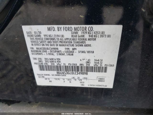 2020 FORD ECOSPORT MAJ6S3GL0LC349898 Photo 8