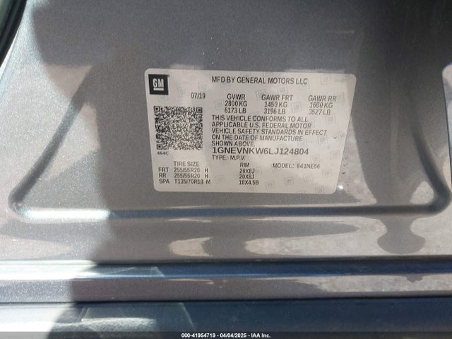 1GNEVNKW6LJ124804 Chevrolet Traverse Awd High Country
