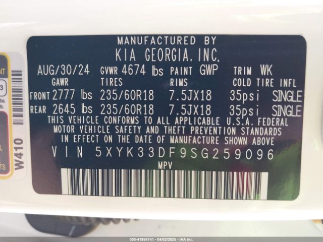 5XYK33DF9SG259096 KIA Sportage Ex