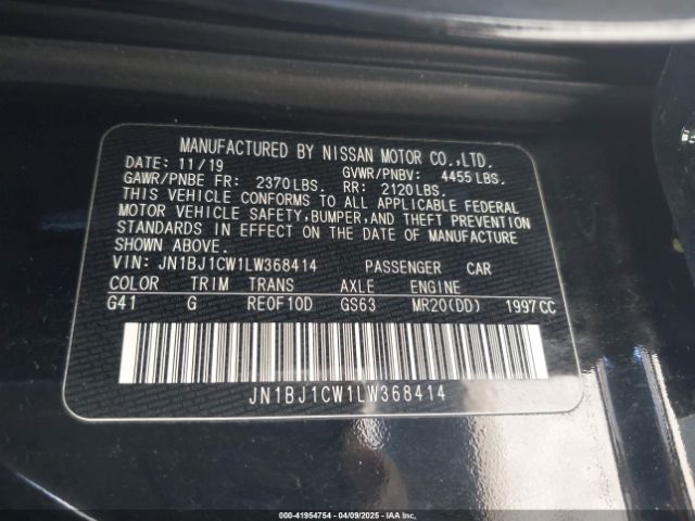 JN1BJ1CW1LW368414 Nissan Rogue Sport S Awd Xtronic Cvt