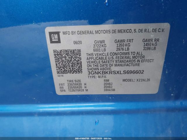 3GNKBKRSXLS696602 Chevrolet Blazer Awd Rs