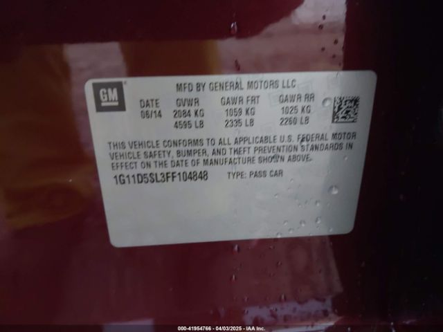 1G11D5SL3FF104848 Chevrolet MALIBU 2LT