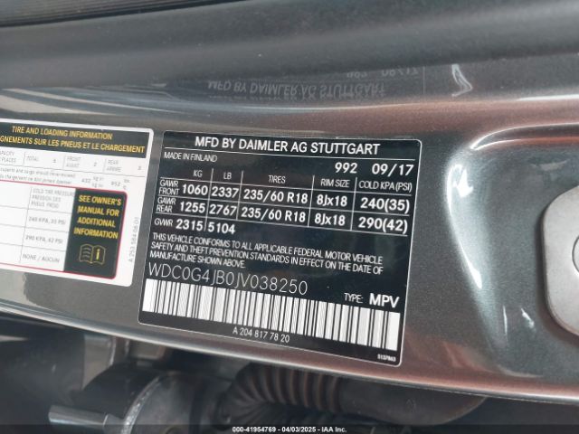 WDC0G4JB0JV038250 Mercedes-Benz GLC 300