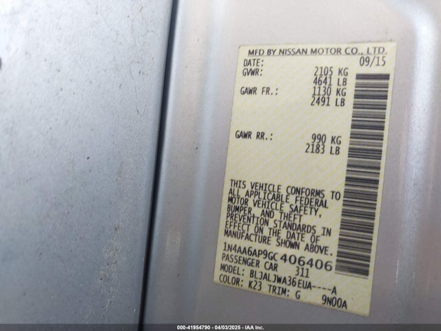 1N4AA6AP9GC406406 Nissan Maxima 3.5 Sv
