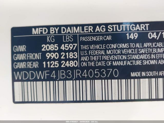 WDDWF4JB3JR405370 Mercedes-Benz C 300