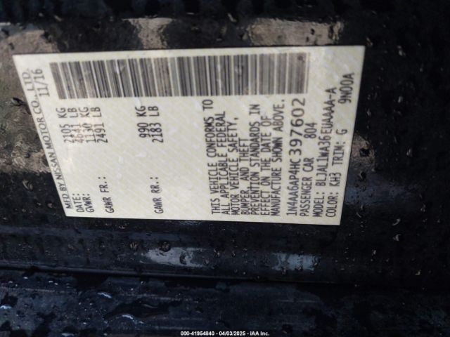 1N4AA6AP4HC397602 Nissan Maxima 3.5 Sr