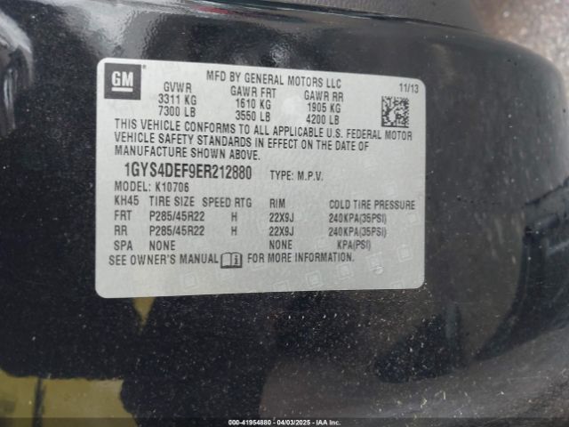 1GYS4DEF9ER212880 Cadillac Escalade Platinum