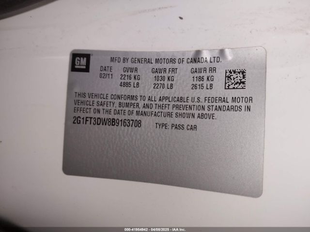 2011 CHEVROLET CAMARO 2G1FT3DW8B9163708 Photo 8