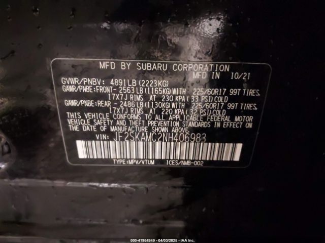 2022 SUBARU FORESTER JF2SKAMC2NH406983 Photo 8