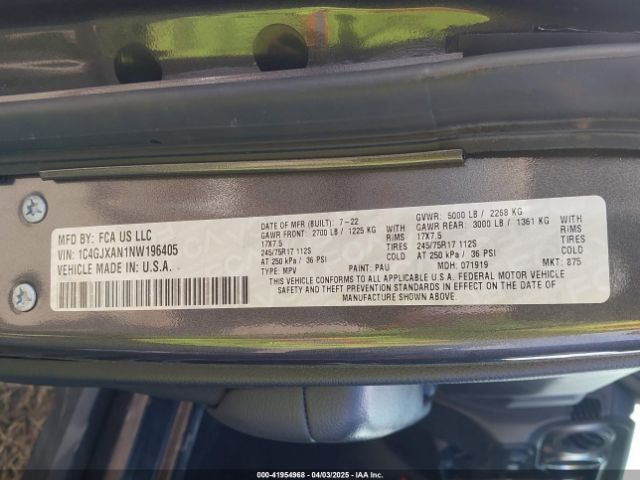 2022 JEEP WRANGLER 1C4GJXAN1NW196405 Photo 8