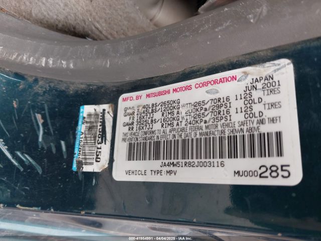 2002 MITSUBISHI MONTERO JA4MW51R82J003116 Photo 8