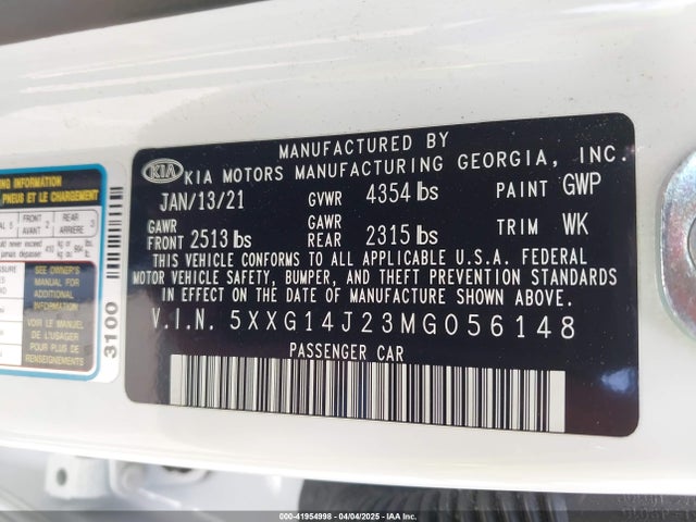 5XXG14J23MG056148 KIA K5 LXS