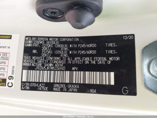 JTEDU5JR7M5236942 Toyota 4runner Limited