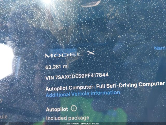 7SAXCDE59PF417844 Tesla Model X Dual Motor All-wheel Drive/standard Range
