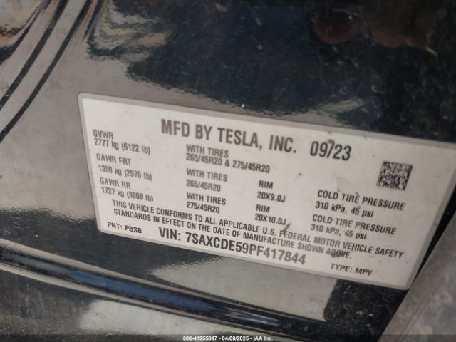 7SAXCDE59PF417844 Tesla Model X Dual Motor All-wheel Drive/standard Range