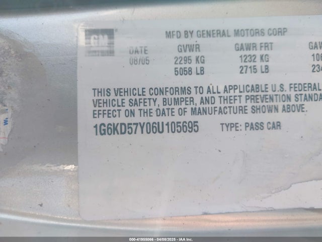 2006 CADILLAC DTS 1G6KD57Y06U105695 Photo 8