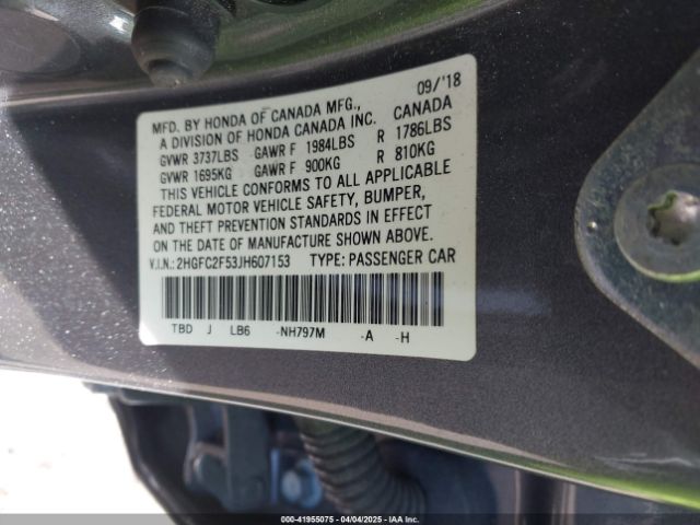 2HGFC2F53JH607153 Honda Civic Lx