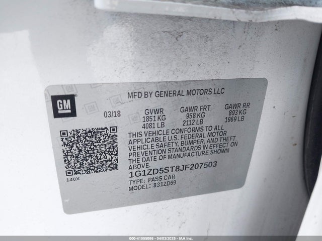 1G1ZD5ST8JF207503 Chevrolet MALIBU LT
