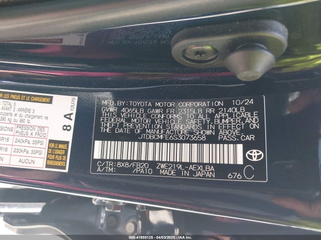 Toyota Corolla Hybrid Le 2025 JTDBCMFE6S3073658 Image 9