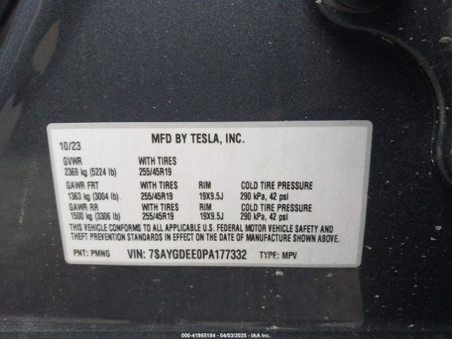 7SAYGDEE0PA177332 Tesla Model Y Awd/long Range Dual Motor All-wheel Drive