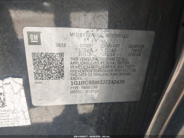 1G1BC5SM3J7242439 Chevrolet Cruze Ls Auto