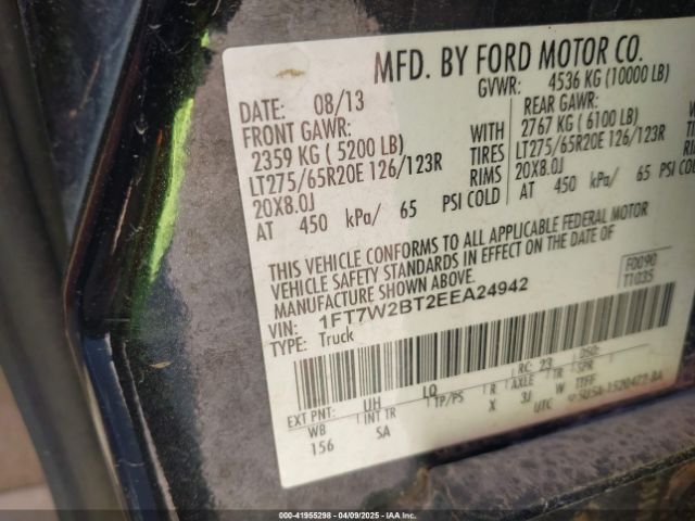 1FT7W2BT2EEA24942 Ford F-250 Lariat