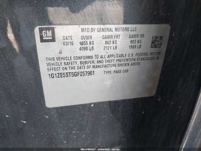 1G1ZE5ST5GF257961 Chevrolet MALIBU 1LT