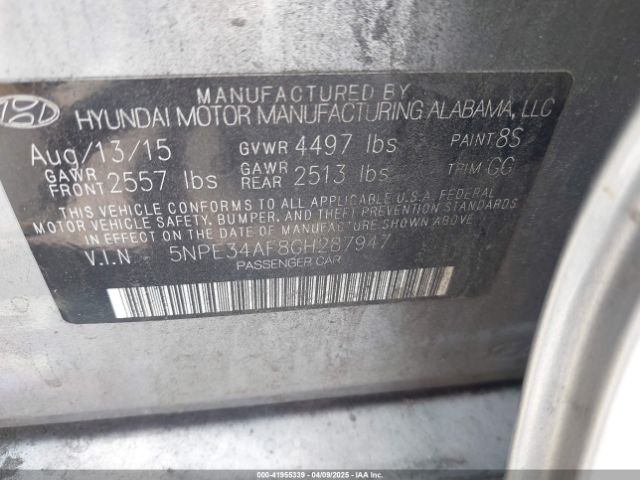 5NPE34AF8GH287947 Hyundai Sonata Sport