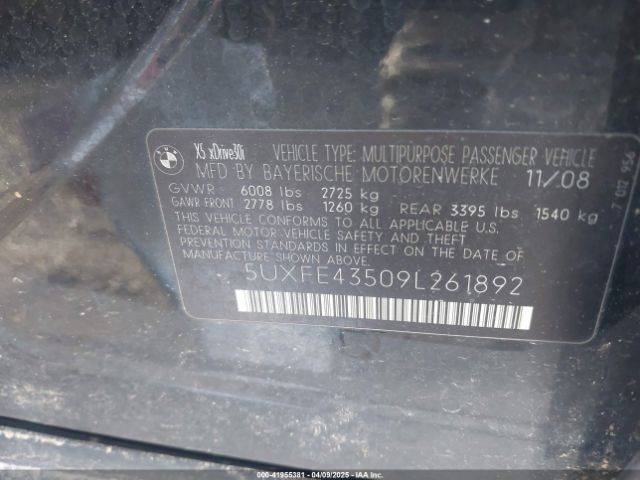 2009 BMW X5 5UXFE43509L261892 Photo 8