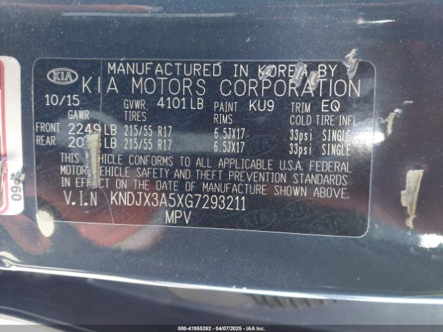 KNDJX3A5XG7293211 KIA dohc gdi nu