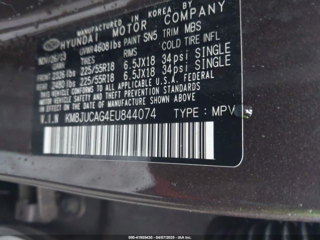 KM8JUCAG4EU844074 Hyundai Tucson Limited