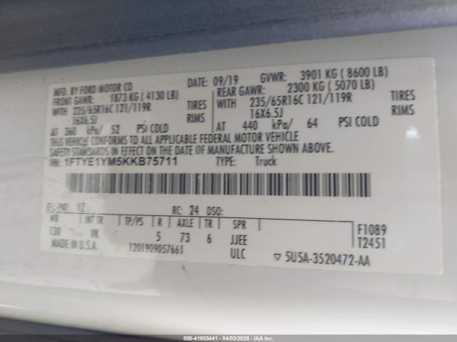 1FTYE1YM5KKB75711 Ford Transit-150
