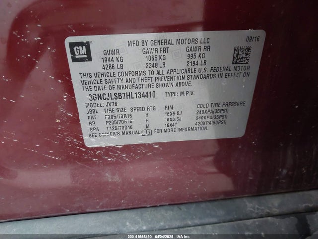 3GNCJLSB7HL134410 Chevrolet Trax Lt