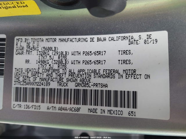 3TMCZ5ANXKM224189 Toyota Tacoma Trd Sport