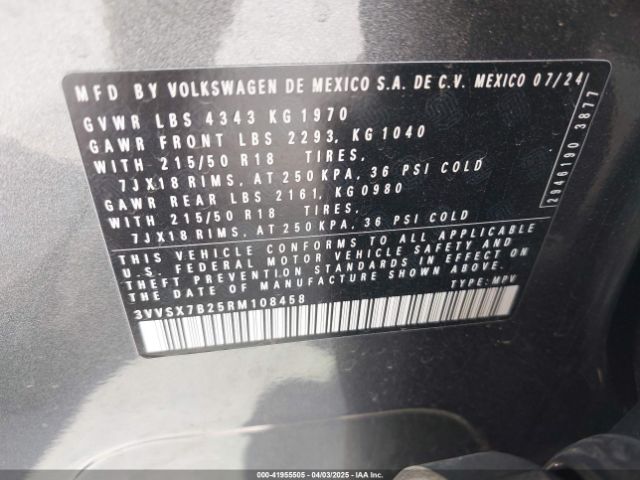 3VVSX7B25RM108458 Volkswagen Taos 1.5t Se
