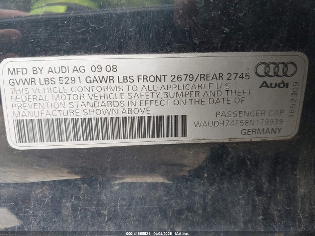 2008 AUDI A6 WAUDH74F58N179939 Photo 8