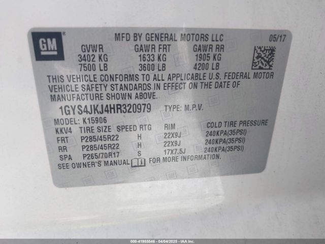 2017 CADILLAC ESCALADE ESV 1GYS4JKJ4HR320979 Photo 8