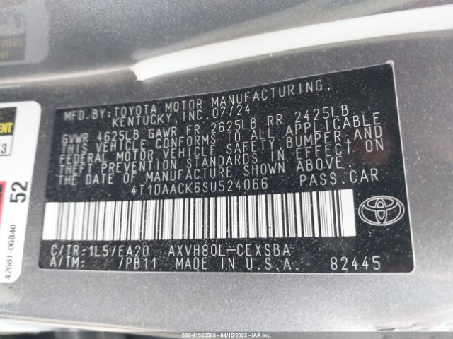 2025 TOYOTA CAMRY 4T1DAACK6SU524066 Photo 8