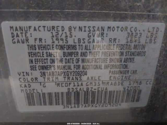 3N1AB7APXGY209204 Nissan SENTRA S